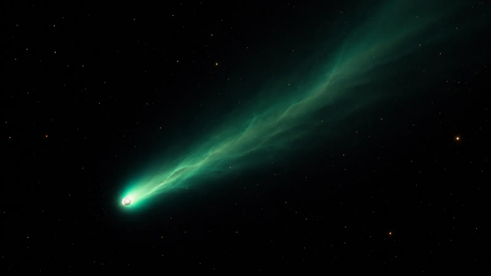 A comet trailing an emerald ion tail.