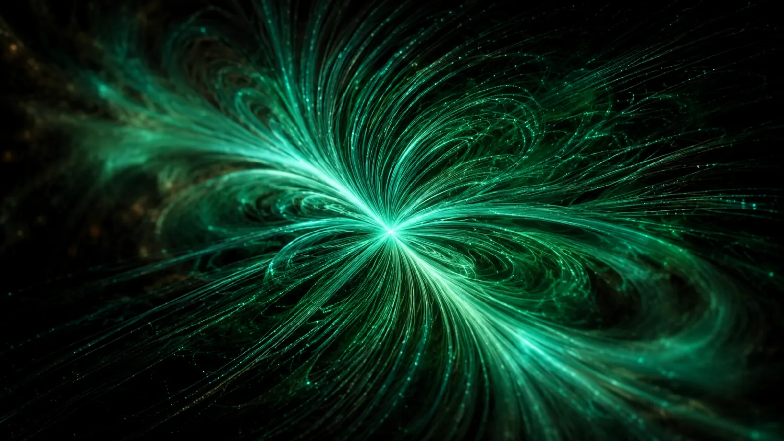 Magnetic field lines streaming from an invisible source.